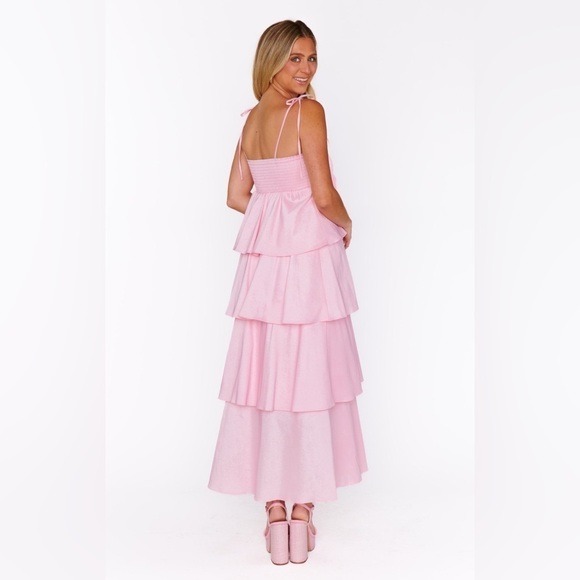 SHOW ME YOUR MUMU Meet Cute Dress In Light Pink Taffeta - Picture 4 of 7